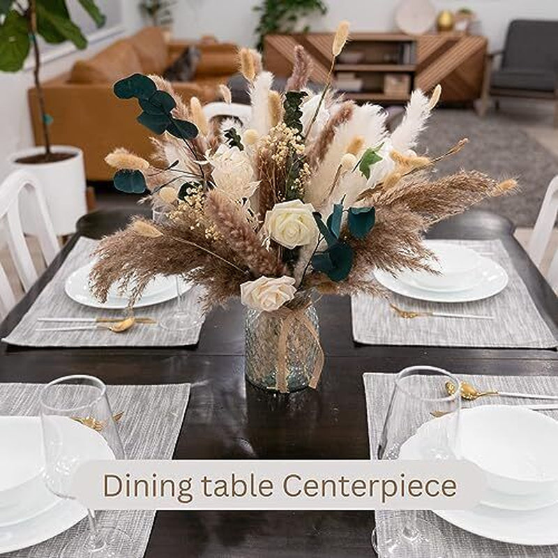 Artificial Flowers in Vase for Dining Table Centrepiece, Pampas Grass with Vase