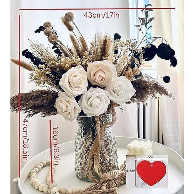 Artificial Flowers in Vase for Dining Table Centrepiece, Pampas Grass with Vase