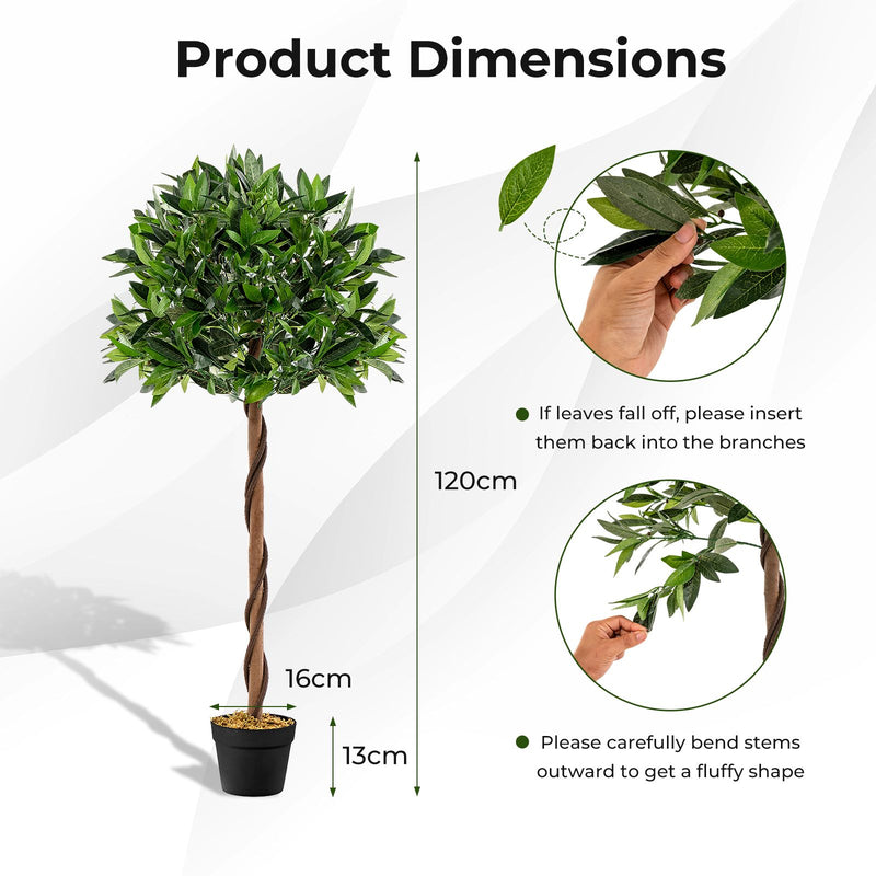 120 CM Tall Artificial Bay Laurel Tree Fake Potted Plant